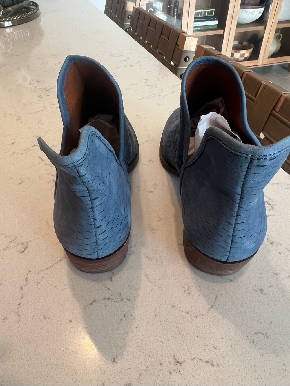 Lucky Brand Women’s Blue Perforated Side-Cut Ankle Bootie - 8/38 - Picture 5 of 11